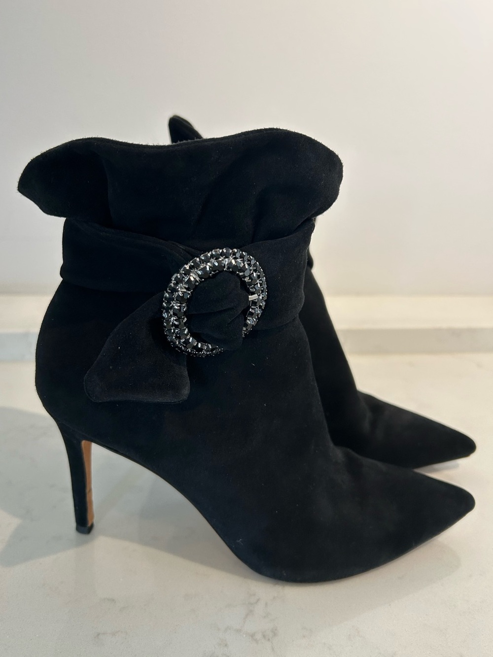 Badgley Mischka Suede Stiletto Booties, Size 8 - Picture 7 of 7
